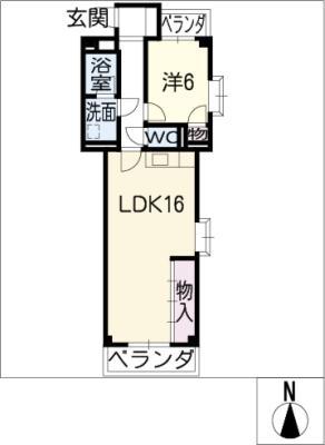 ピアネーズ東町(1LDK/4階)の間取り写真