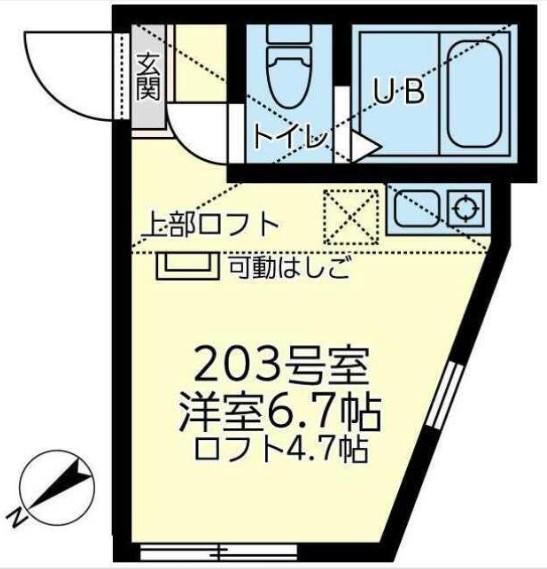 ユナイト星川ジョンポラニー(ワンルーム/2階)の間取り写真
