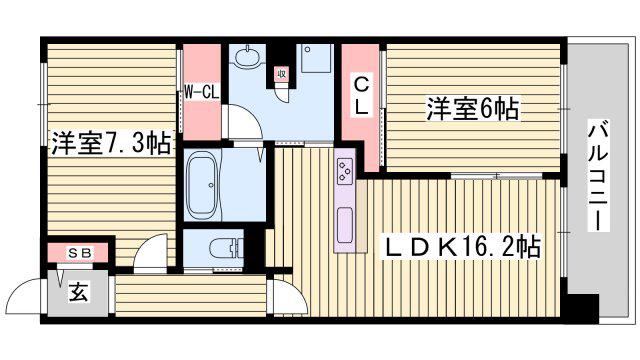 アルファステイツ野里(2LDK/10階)の間取り写真