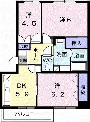 ニューエルディム小田(3DK/2階)の間取り写真