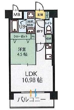 ル・コンセルト本陣(1LDK/4階)の間取り写真