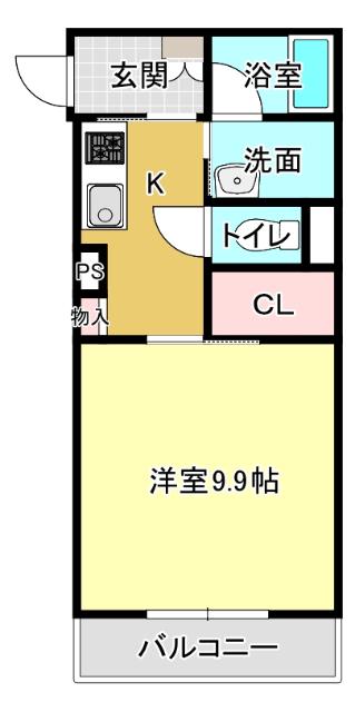 Mスクエア コート(1K/1階)の間取り写真