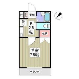シャトー一の沢(1K/4階)の間取り写真