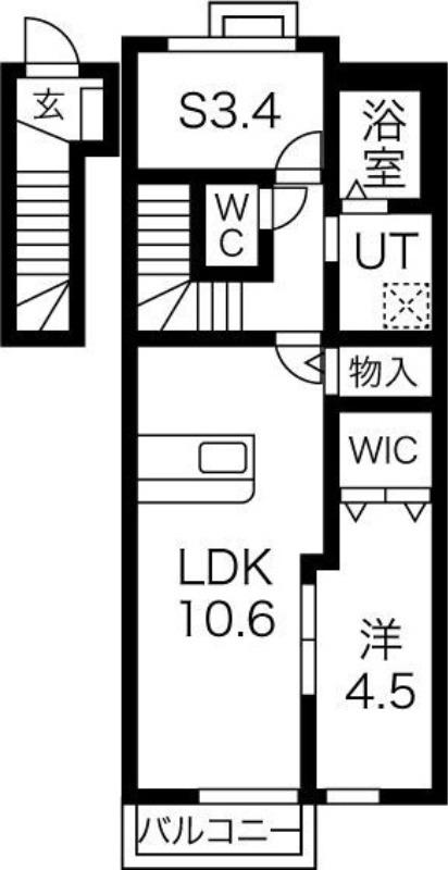 ハッピーヒル(1SLDK/2階)の間取り写真