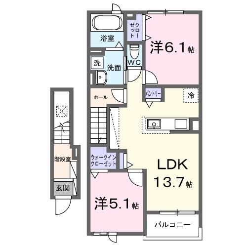 ステラ守山(2LDK/2階)の間取り写真
