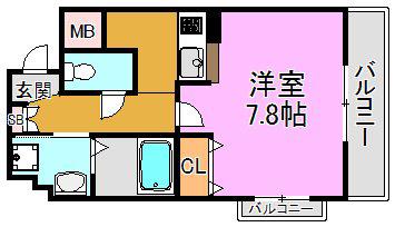カーサエスパシオ(1K/8階)の間取り写真