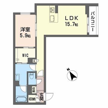 シャーメゾン 桜町(1LDK/1階)の間取り写真