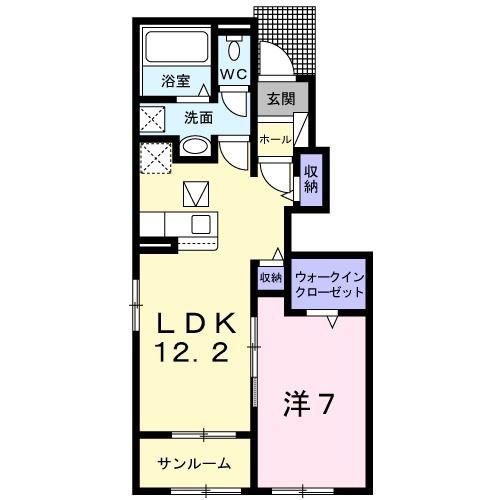 ピアヌーラ B(1LDK/1階)の間取り写真