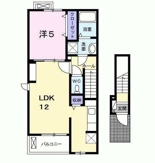 フランブリーズ桂ヶ原(1LDK/2階)の間取り写真