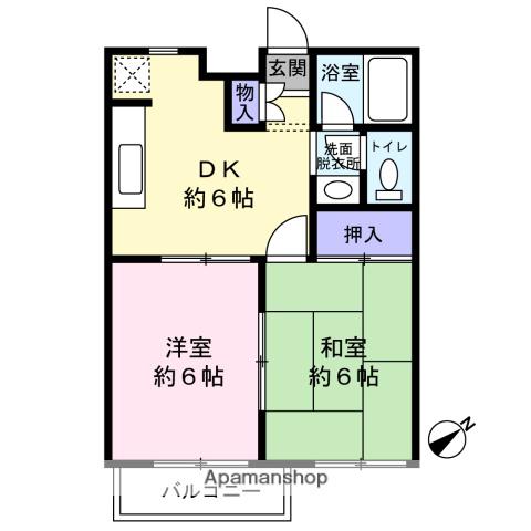 グレイスフルユタカA(2DK/1階)の間取り写真