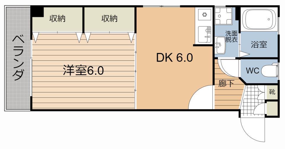 ライブARATA(1DK/4階)の間取り写真