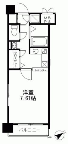 エンクレスト天神Ⅱ(1K/4階)の間取り写真