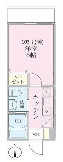 エーデルヴァイス片倉(1K/1階)の間取り写真