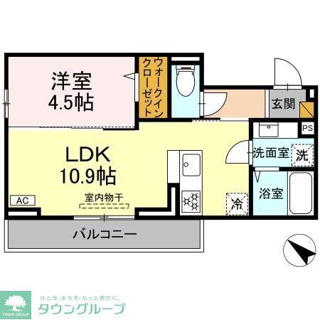 D-ROOM神明町II B B(1LDK/2階)の間取り写真