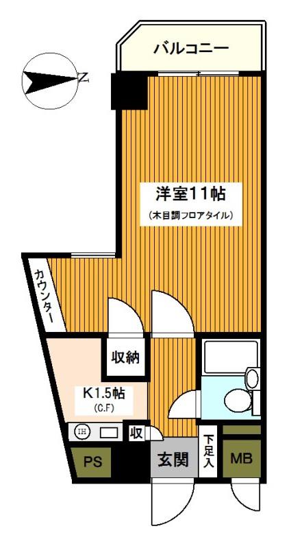 藤和シティコープ浅間町(1K/2階)の間取り写真