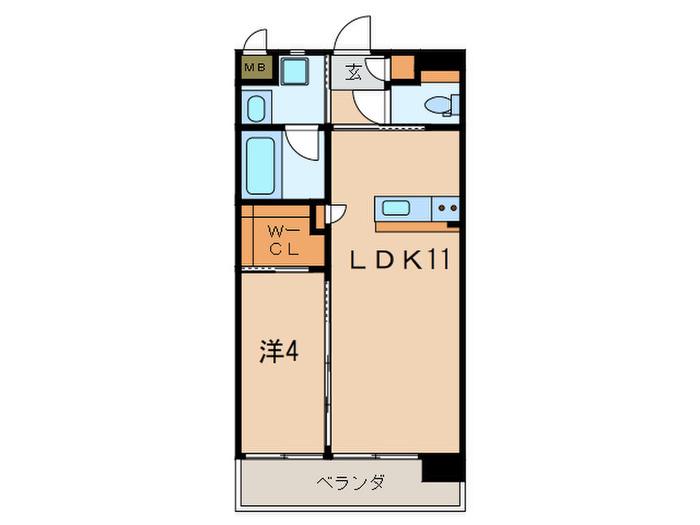 ベレッツァ門司(1LDK/9階)の間取り写真