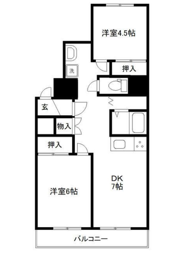 グリーンヴェール国見(2DK/5階)の間取り写真