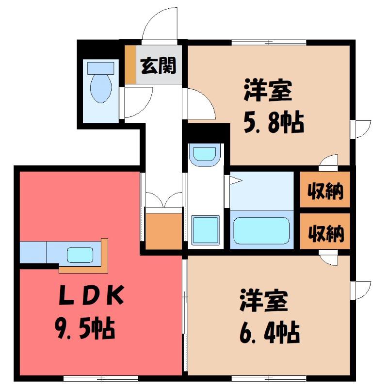 パナヴィレッジC(2LDK/1階)の間取り写真