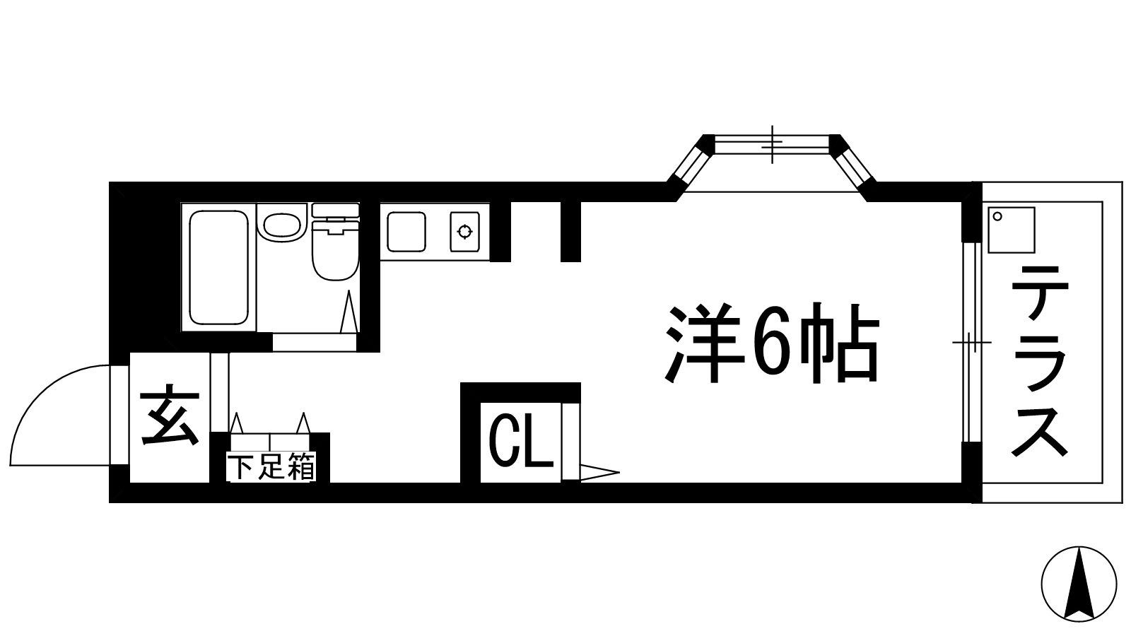 ONハイツ甲東園(1K/1階)の間取り写真