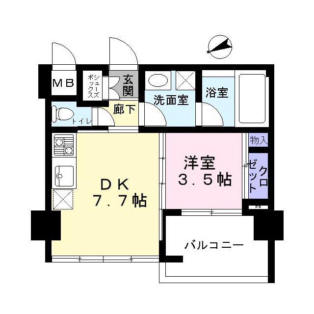 レジデンシャルスター柏(1DK/6階)の間取り写真