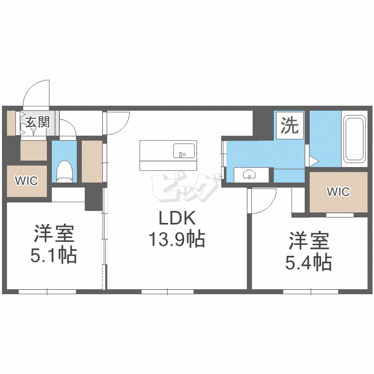 RーFINO宮の沢(2LDK/2階)の間取り写真
