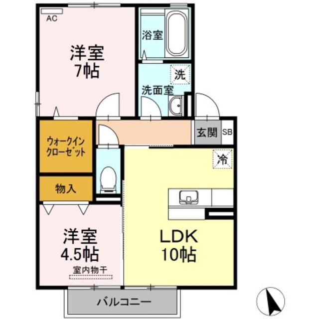 グランドソレイユ平野(2LDK/2階)の間取り写真