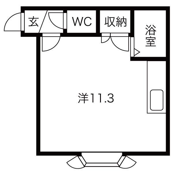 ユニビル(ワンルーム/2階)の間取り写真