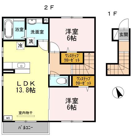 シロフィーマ メゾン A棟(2LDK/2階)の間取り写真