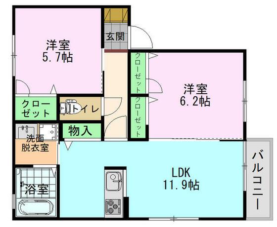 ほんつII(2LDK/2階)の間取り写真