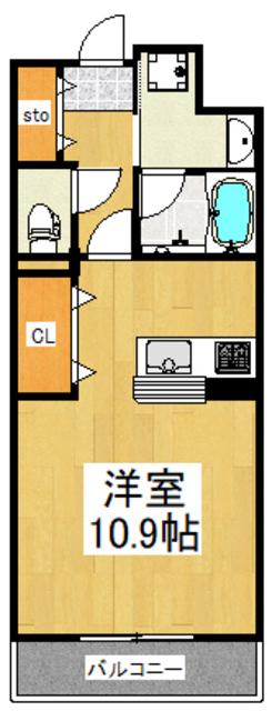 ガーデンビィラ六番館(ワンルーム/3階)の間取り写真