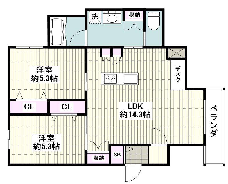 GRAN NOBLE湘南(2LDK/1階)の間取り写真