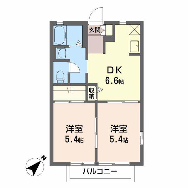 サンリーフB(2DK/2階)の間取り写真