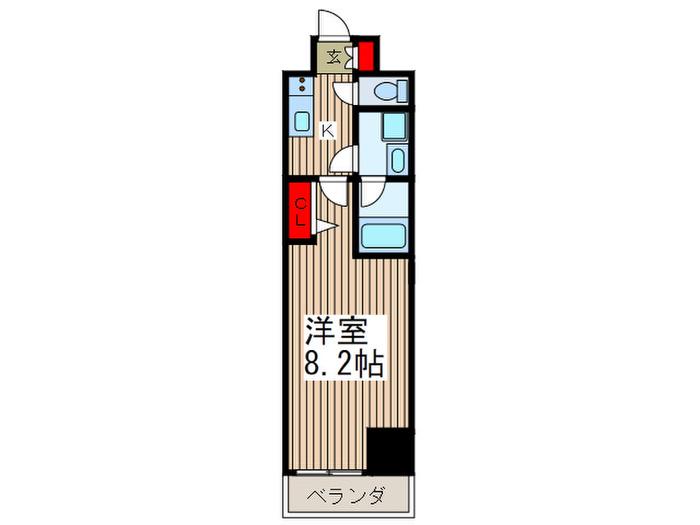 アクシーズタワー新都心(1K/6階)の間取り写真