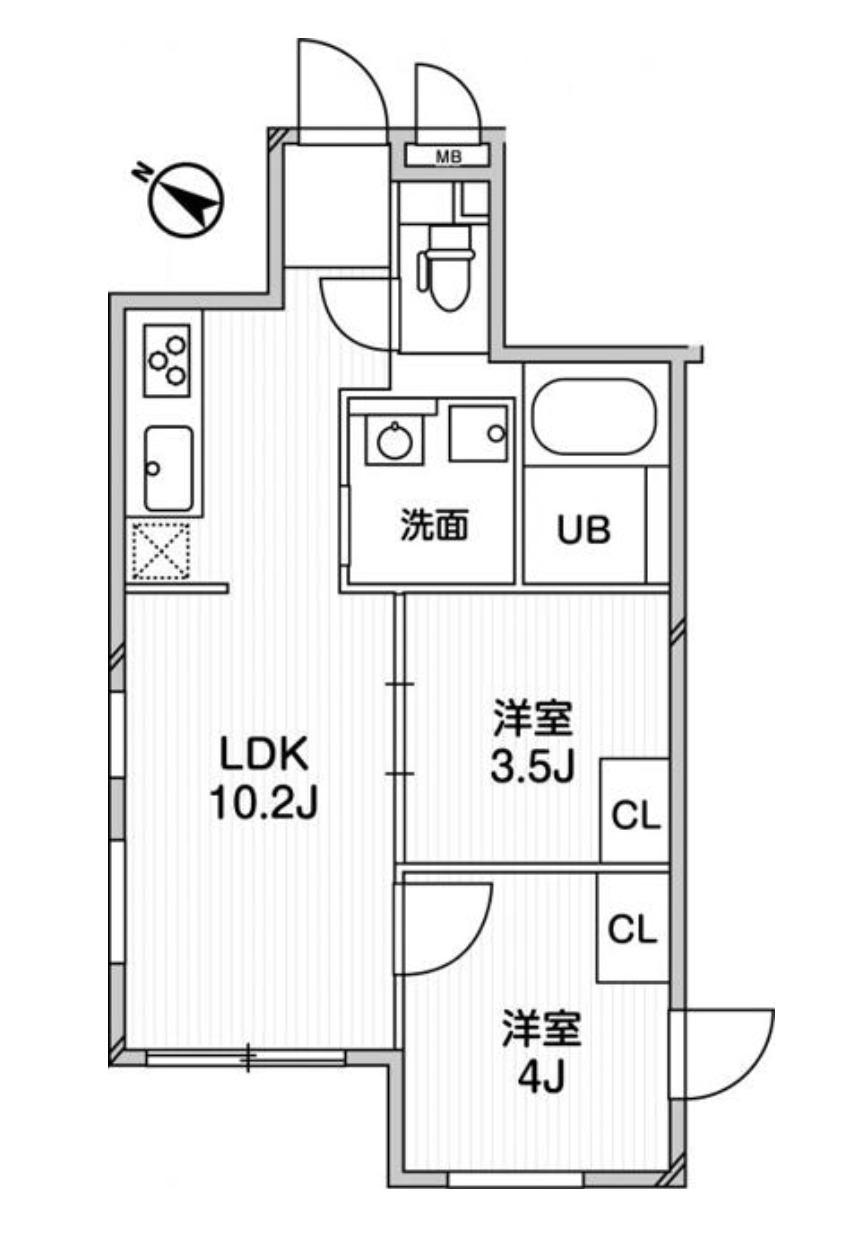 エグザム中目黒II(2LDK/4階)の間取り写真