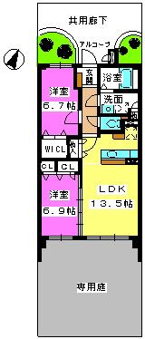 GOOD WOOD S(2LDK/1階)の間取り写真