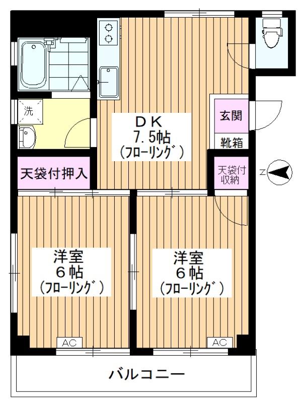 清甲ハイツ(2DK/2階)の間取り写真