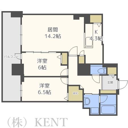 プレミスト琴似スカイクロスタワー(2LDK/6階)の間取り写真