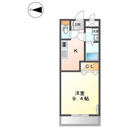 エスポワール壱番館(1K/4階)の間取り写真
