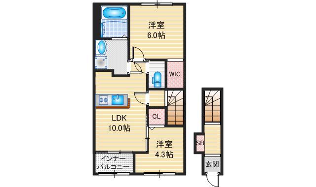 モンテ・アパ(2LDK/2階)の間取り写真