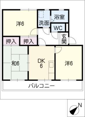 シティ・ナカヤマ A(3DK/2階)の間取り写真