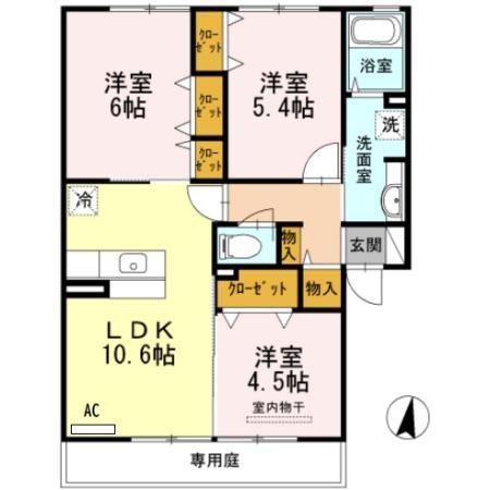 ラフィーネアビテ(3LDK/1階)の間取り写真