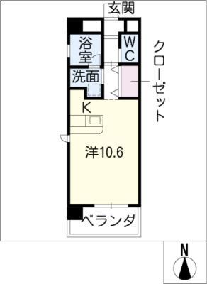 GRANDUKE AXIS(ワンルーム/3階)の間取り写真