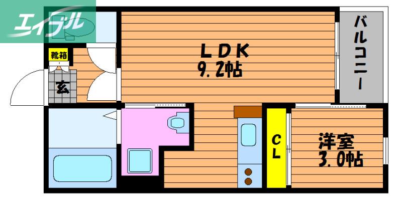 REGALEST 奉還町(1LDK/3階)の間取り写真