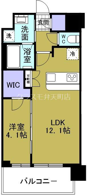 スプランディッド弁天町(1LDK/8階)の間取り写真
