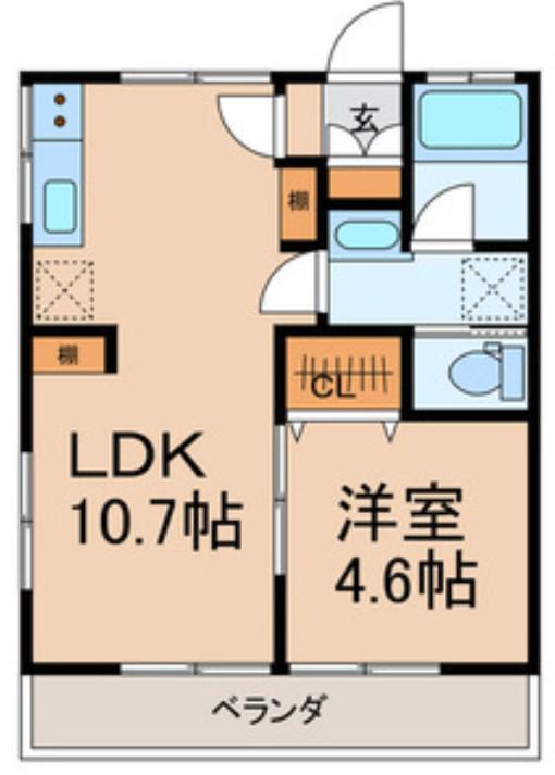 飯沼ハイツ(1LDK/1階)の間取り写真