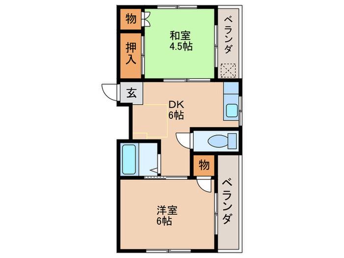 コーポサンユウ(2DK/2階)の間取り写真
