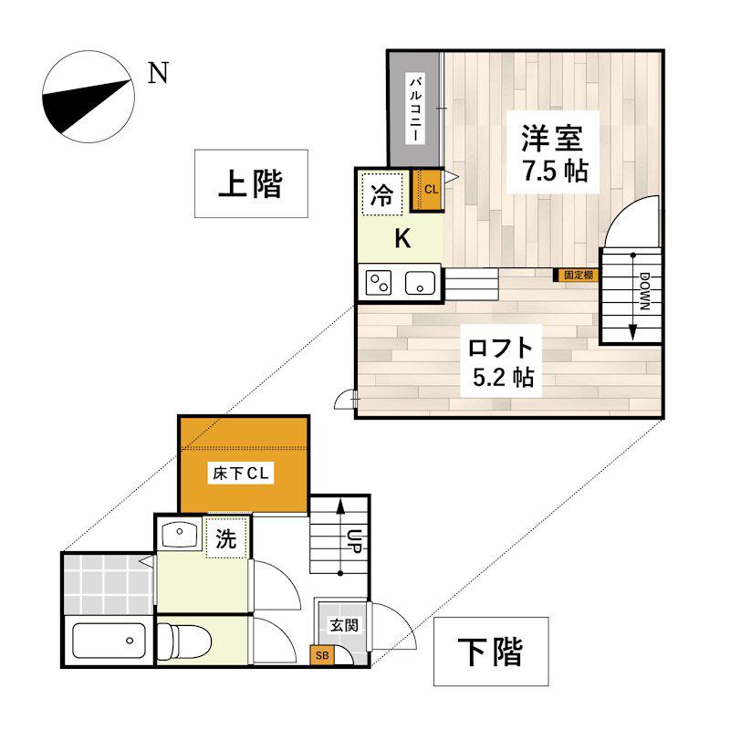 ADC京塚ラフィエ(1K/1階)の間取り写真