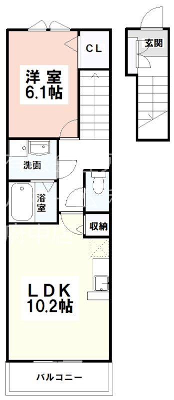 サン・クレメンテ・パレス(1LDK/2階)の間取り写真