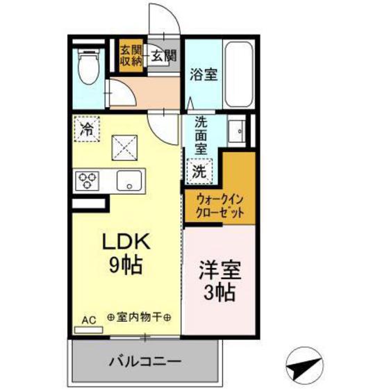ハイアークF(1LDK/1階)の間取り写真