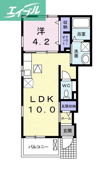 サウスエイト III(1LDK/1階)の間取り写真